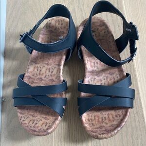 Fila Black Sandals with Adjustable Ankle Strap and Textured Footbed